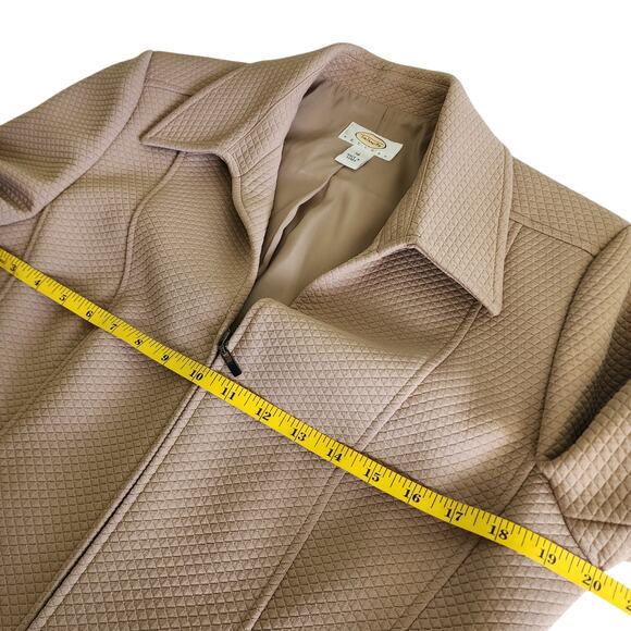 Talbots Womens Vintage Quilted Blazer Jacket Petite Size 14 Tan Workwear Career - Picture 10 of 12